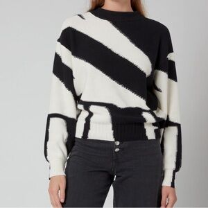 Boss Hugo Boss Falva Jumper Black and White Crew Neck Sweater 100% Cotton